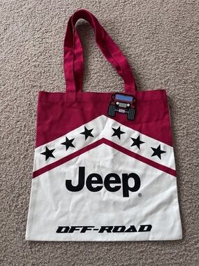 Jeep Off-Road Canvas Tote Bag - Red & White NWT